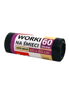 Worki foliowe na śmieci  60 l/10 szt  rolka  
