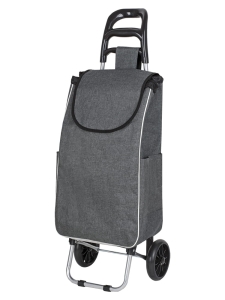 Wózek na zakupy aluminiowy gumowe koła szary