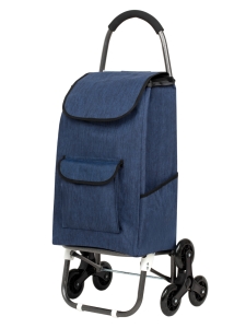 Wózek zakupowy schodowy na cichych kołach 3k Plain niebieski